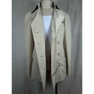 London Fog Women's Beige Trench Coat With Waist Belt Size Small USED